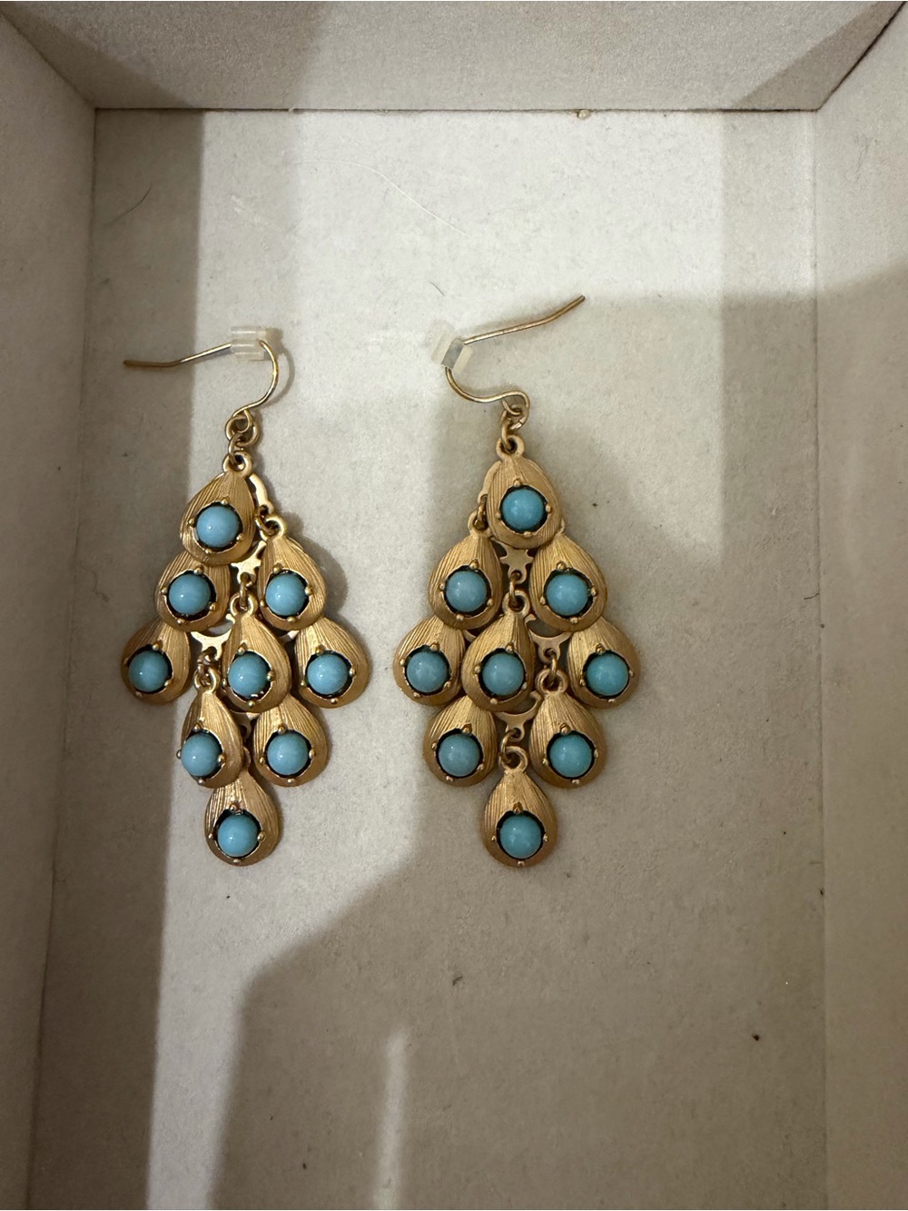 Stella & Dot Gold-Tone Earrings with Turquoise Cabochons